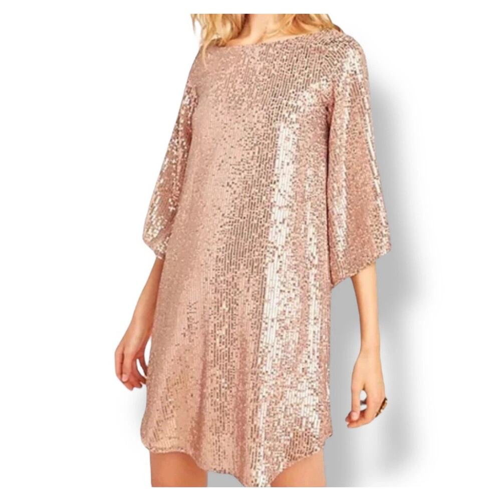 Anthropologie Sequin Mini Dress in Rose Gold
